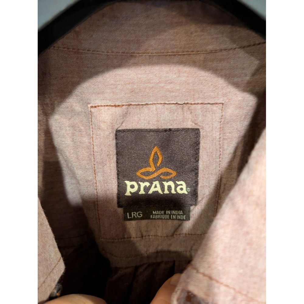 PrAna Brown/Purple Two Tone Slim Fit Short Seeve Button Up 100% Organic Cotton - Picture 3 of 3